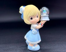 Adorable Precious Moments Girl Holding Snowman Snow Globe Winter Christmas. picture