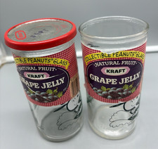 Vintage Lot Of (2) 1958 Kraft Grape Jelly Promotional Glass Jars Peanuts picture