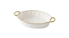 Pampa Bay Oval Baking Dish, Golden Handles, Kitchen, Gift, White/Gold Tone picture