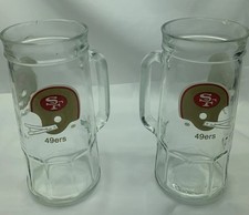 49ers Football Team. 20oz Glass Mug X2 Vintage Fisher Mugs picture