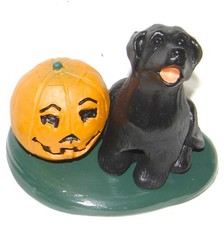 Byers Choice Halloween Black Lab Dog on Base - New  -  picture