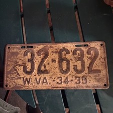 Wva Liscense Plate  1934-1935 32-632 picture