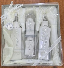 D'Lusso White Ceramic Oil & Vinegar Dispenser Salt Pepper Shaker Set New In Box picture