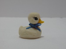 Miniature Porcelain White Duck Figurine With Blue Ribbon 1