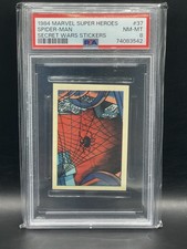 SPIDER-MAN PSA 8 1984 Marvel Super Heroes Secret Wars Stickers #37 LOW POP 🔥 picture