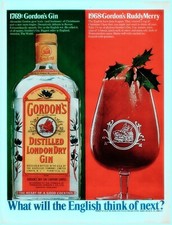 1968 Gordon's Distilled London Dry Gin Vintage Print Ad Christmas Ruddy Merry picture
