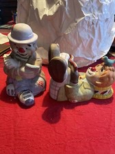 MSR Imports  Porcelain Hobo Clowns Set Of 2 Made In Taiwan Lying Down, Sitting picture