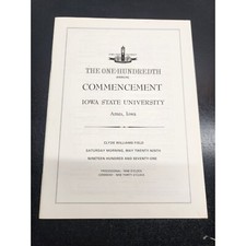 Iowa State University 100th Commencement Program 1971 picture