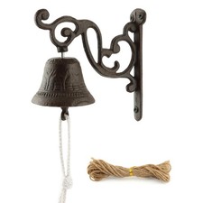 Cast Iron Dinner Bell, Wall Mount Hanging Bell with Rope 2.83 inches, Antique picture