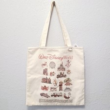 2026 Walt Disney World Parks Icons Canvas Tote Bag Inner Zip Pocket Key Holder picture