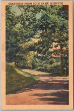 Vintage 1940s COLE CAMP, Missouri Postcard Road Scene - MWM Linen - Unused picture