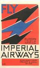 IMPERIAL AIRWAYS ~Great Britain~ Old ART DECO Airline Luggage Label, c. 1940 picture