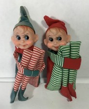 Set 2 Vintage Red/White & Green/White Striped Pixie 6”sit Knee Hugger Elves Rare picture