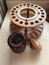 VTG Dun rite  Walnut Wood Smoking Pipe Holder Carousel Stand Rack Glass Humidor picture