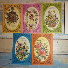 10 Vintage Birthday Greeting Cards envelopes Women Girls Scrapbook Crafts  picture