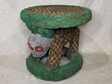 LARGE AFRICAN ART BEADED BAMILEKE ANIMAL STOOL FROM CAMEROON picture