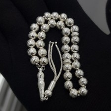 925 Sterling Silver Islamic Prayer Beads, Silver Tasbih, 33 Beads Rosary Tesbih picture