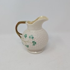 Vintage 1955-1965 Fifth Mark Belleek Ireland Shamrock Textured Creamer Cup Green picture