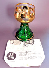 VTG Domes Wien Emerald Green Gold Overlay Claret Glass Musical Goblet Dr Zhivago picture