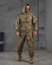 Multicam summer combat camouflage suit with mesh and hood, anti-mosquito picture
