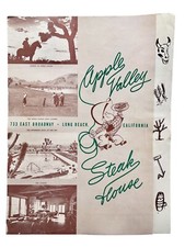 Vtg 1952 Apple Valley Inn Steak House Restaurant Menu Long Beach CA 15