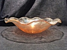 Vintage Jeanette Floragold Louisa Iridescent Marigold Ruffled Bowl 1950's picture