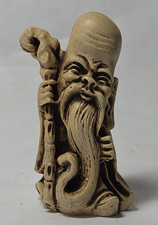Vtg Faux-Ivory Netsuke-Style Figurine Fukurokuju Japanese God of Wisdom 2.5
