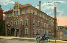 Y.W.C.A. Building Akron Ohio Postcard c.1910s Horse & Buggy Schartenberg picture