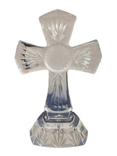 VTG Royal Limited Czech  24% Lead Crystal Glass Standing Cross Religious 6.5