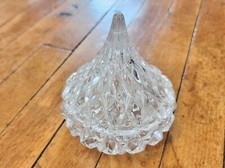 Vintage Clear Glass Hersheys Kiss or Water Drop Style Trinket Box/Dish With Lid picture