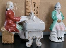 Vintage Two Musicians and A Piano Figurines Made In Occupied JAPAN picture
