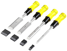 Juego 4 Cinceles para Madera CR-V, Mangos PVC, Tallado Preciso, 1/4