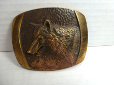 Vintage 1978 Solid Bronze Wolf Belt Buckle Steven S.L. Knight Nature Made In USA picture