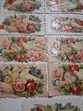 1880s-90s VICTORIAN Bird EMBOSSED Doves FLOWERS Floral 2