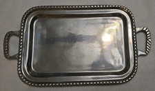 Heavy Aluminum Serving Tray Handled Mexico 10.5
