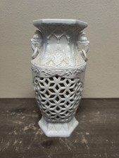 Chinese Blanc-de-chine Hexagonal Porcelain Vase Qing Dynasty 10