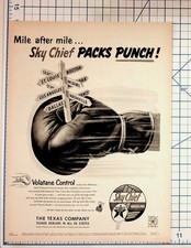 Vintage 1952 Texaco Sky Chief Gasoline Ad Life Magazine Boxing Glove Punch picture