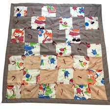 Vintage Raggedy Ann Granny Square Quilt Hand Sown Baby Blanket 35 X 37 Hand Made picture