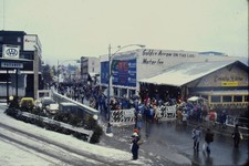1980 35mm Slide Lake Placid Winter Olympics Golden Arrow Motor Inn Sign Crowd picture