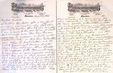 1896 Letter United States Hotel Boston Tea Party History Grandfather to Grandson picture