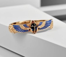 Egyptian Revival Etruscan Style Open Cuff Bracelet Women Vintage Cleopatra picture