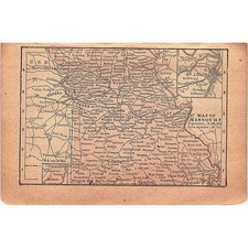 Antique 1889 Map of Missouri 1889 Pocket Map Engraving SAG4-H3 picture
