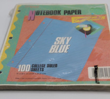 Vtg 1988 Mead Super Shades Sky Blue College Ruled Notebook Paper 100 Sheets New picture