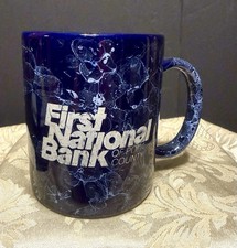 First National Bank Blue Coffee Cup Souvenir Ceramic Mug picture