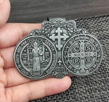 St BENEDICT Auto Car Visor Clip Protection Medal Medalla San Benito Carro Coche picture