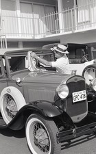 sl47 Negative 1960's Waco Texas  Ford Model A Man Hat Motel 316a picture
