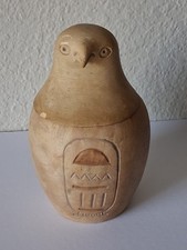 1930s Egyptian Revival Limestone Canopic Jar Horus Carved Signed 2lbs 7