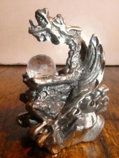 1991 MWFP Pewter Dragon Figurine Holding Faceted Crystal Ball picture