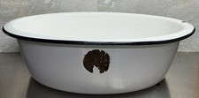 Vintage Lisk Flintstone Porcelain Enamel Oval Basin Baby Bath Wash Tub 20” X 16” picture
