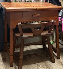 VTG MCM Wood Murphy Chair Co. Sewing Chair & Table  Kenmore Machine Set 117-552 picture